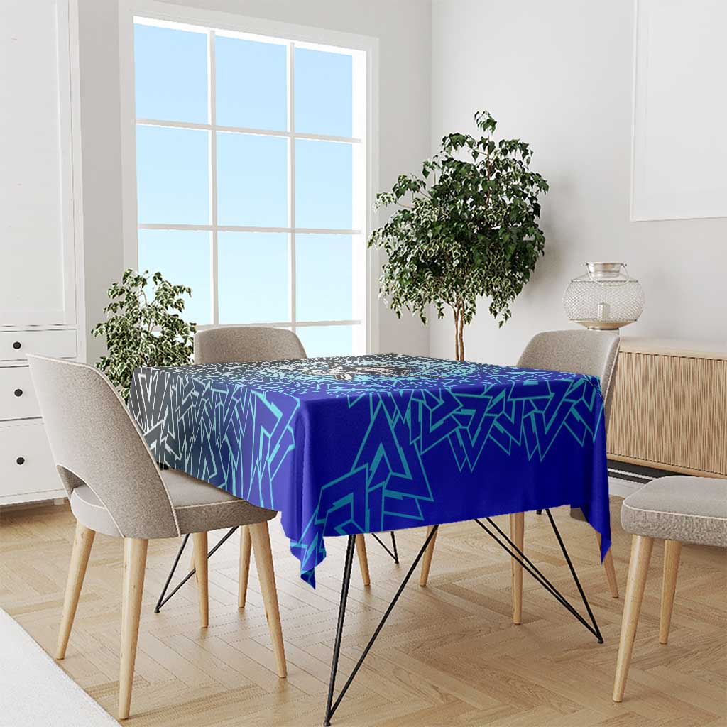 Viking Skull Tablecloth with Horned Helmet and Swords Nordic Warrior Tribute - Wonder Print Shop