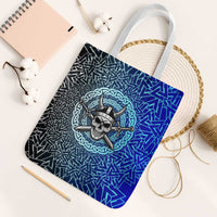 Viking Skull Tote Bag with Horned Helmet and Swords Nordic Warrior Tribute - Wonder Print Shop