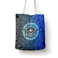Viking Skull Tote Bag with Horned Helmet and Swords Nordic Warrior Tribute - Wonder Print Shop