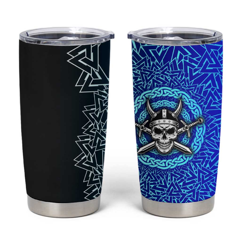 Viking Skull Tumbler Cup with Horned Helmet and Swords Nordic Warrior Tribute - Wonder Print Shop
