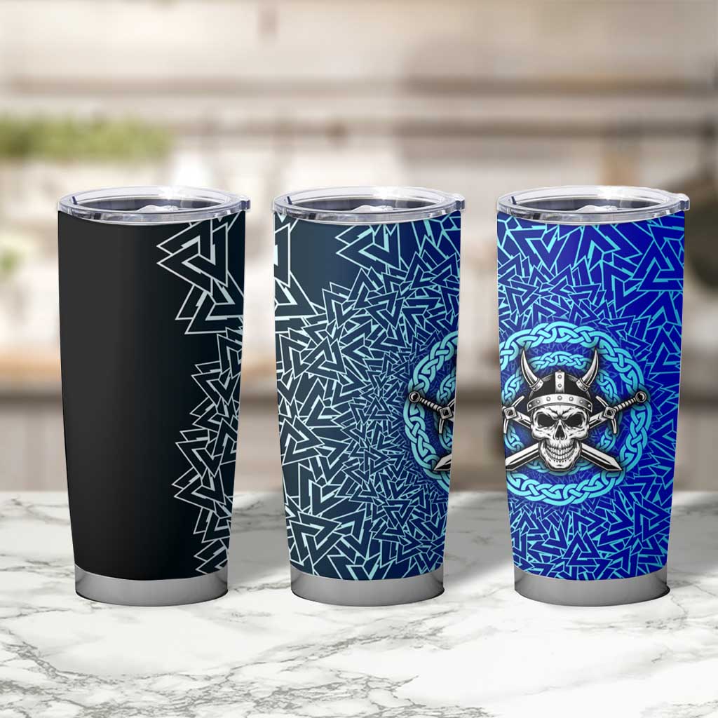 Viking Skull Tumbler Cup with Horned Helmet and Swords Nordic Warrior Tribute - Wonder Print Shop