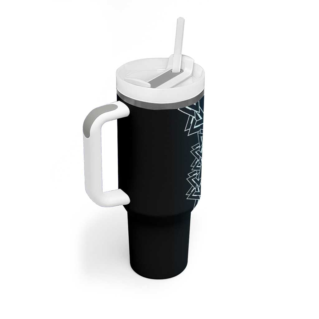Viking Skull Tumbler With Handle with Horned Helmet and Swords Nordic Warrior Tribute - Wonder Print Shop