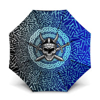 Viking Skull Umbrella with Horned Helmet and Swords Nordic Warrior Tribute - Wonder Print Shop