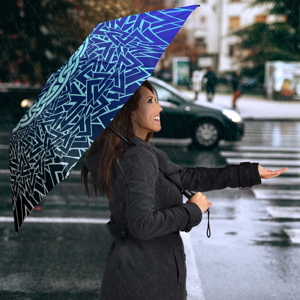 Viking Skull Umbrella with Horned Helmet and Swords Nordic Warrior Tribute - Wonder Print Shop