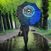 Viking Skull Umbrella with Horned Helmet and Swords Nordic Warrior Tribute - Wonder Print Shop