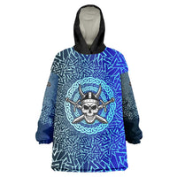 Viking Skull Wearable Blanket Hoodie with Horned Helmet and Swords Nordic Warrior Tribute - Wonder Print Shop