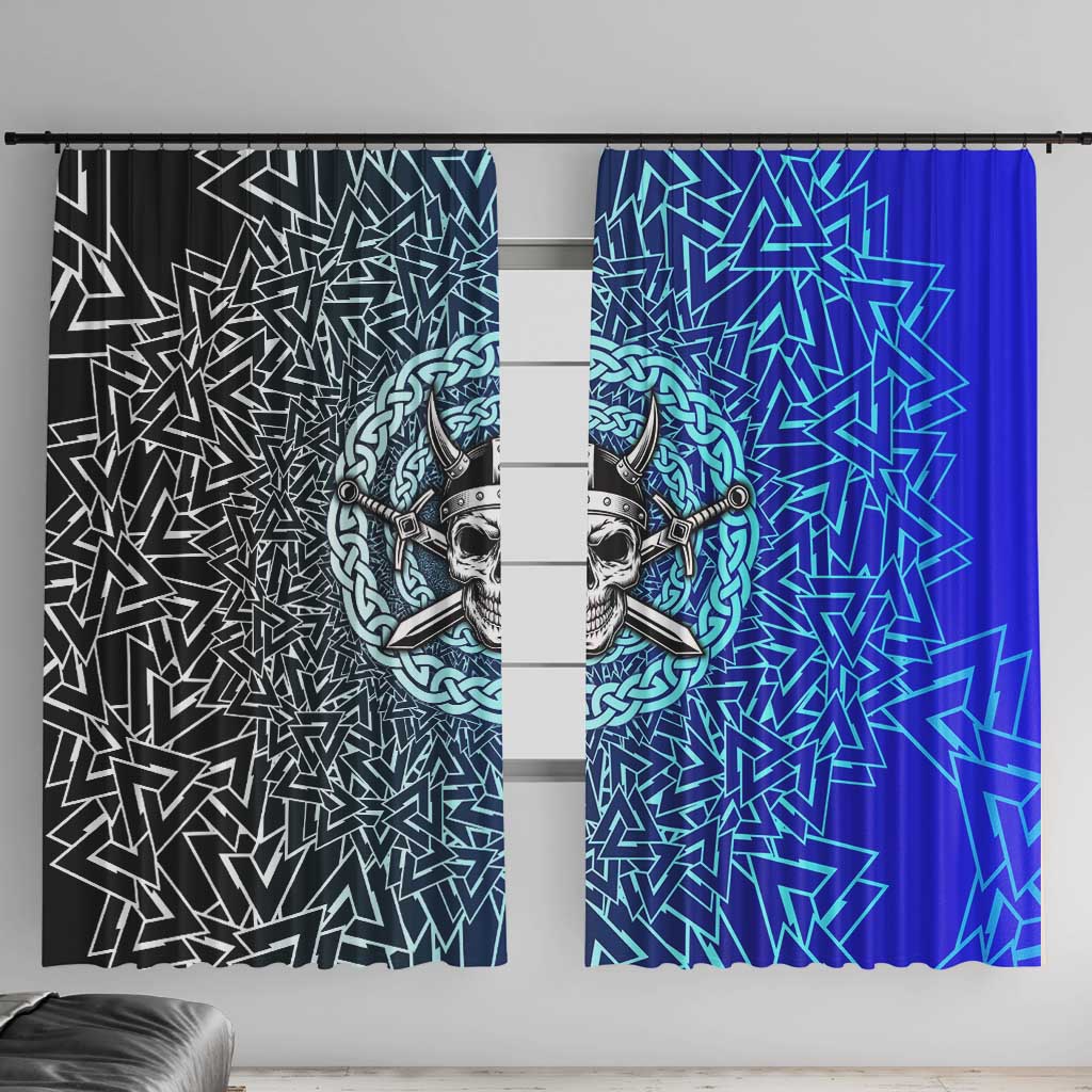 Viking Skull Window Curtain with Horned Helmet and Swords Nordic Warrior Tribute - Wonder Print Shop