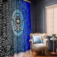 Viking Skull Window Curtain with Horned Helmet and Swords Nordic Warrior Tribute - Wonder Print Shop