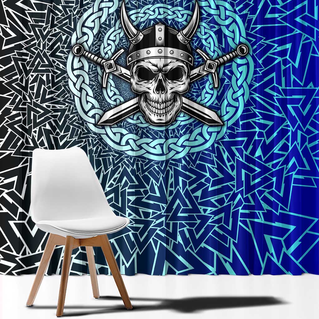 Viking Skull Window Curtain with Horned Helmet and Swords Nordic Warrior Tribute - Wonder Print Shop