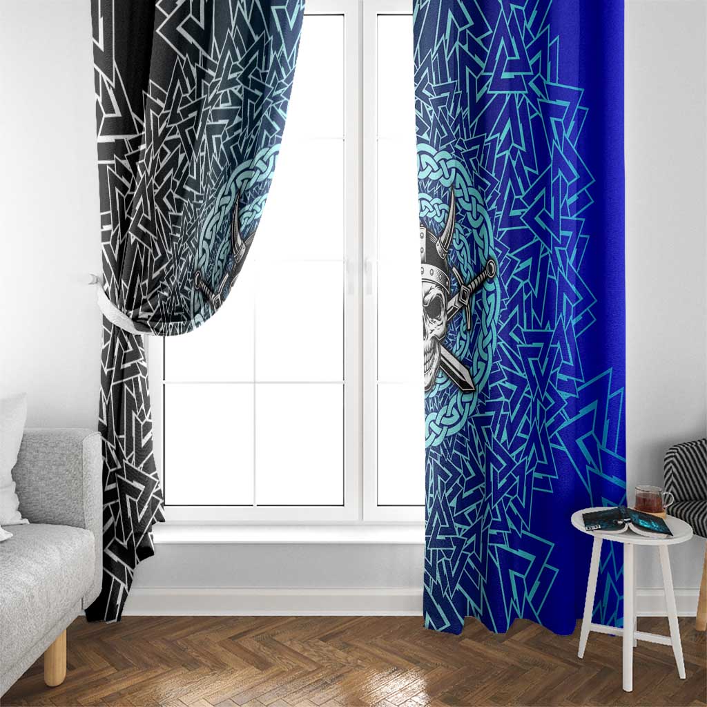 Viking Skull Window Curtain with Horned Helmet and Swords Nordic Warrior Tribute - Wonder Print Shop