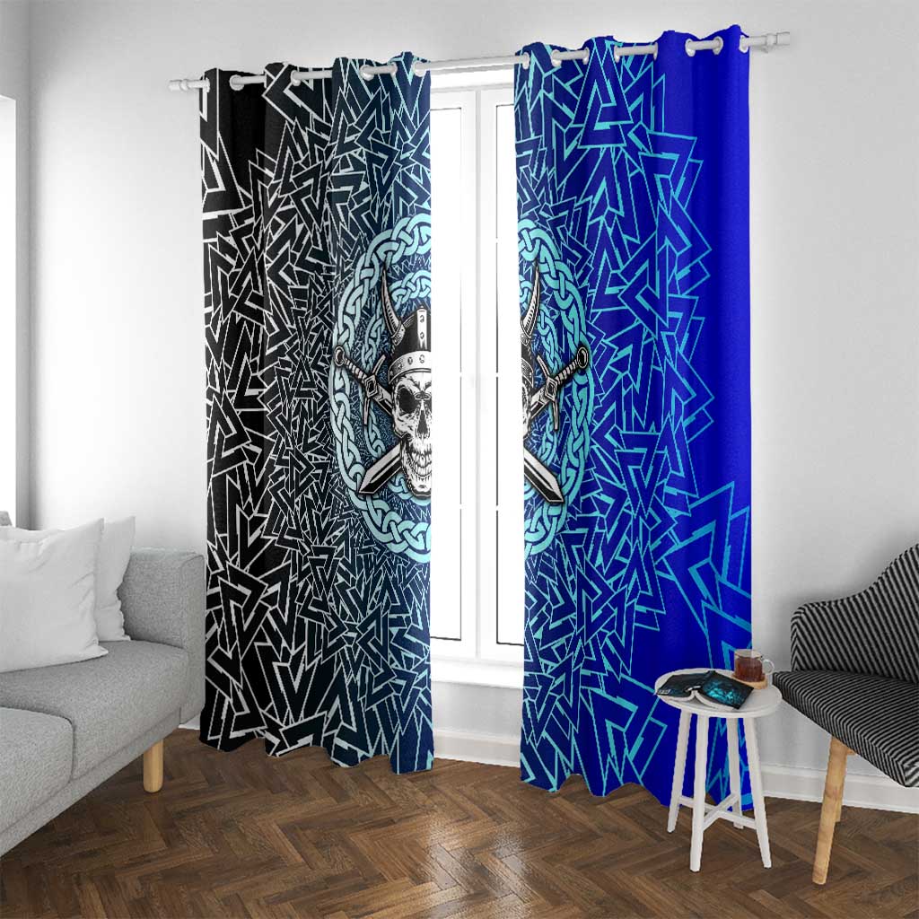 Viking Skull Window Curtain with Horned Helmet and Swords Nordic Warrior Tribute - Wonder Print Shop