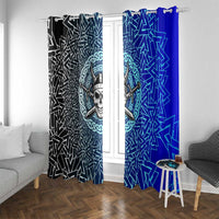 Viking Skull Window Curtain with Horned Helmet and Swords Nordic Warrior Tribute - Wonder Print Shop