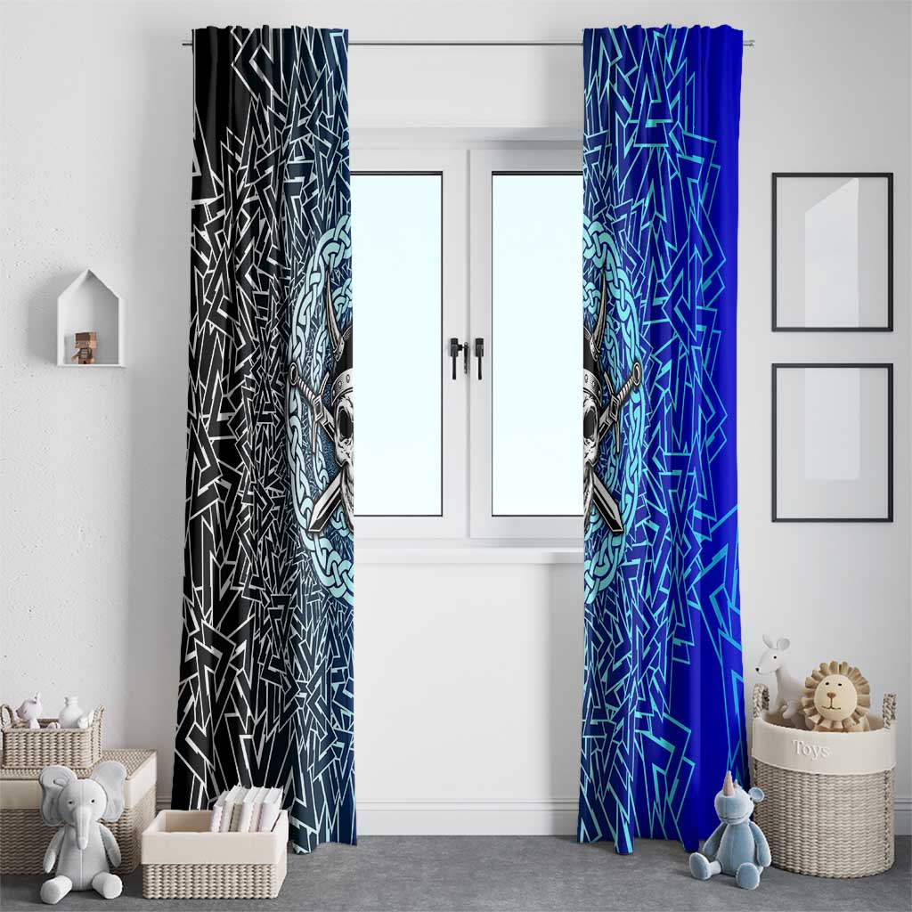 Viking Skull Window Curtain with Horned Helmet and Swords Nordic Warrior Tribute - Wonder Print Shop