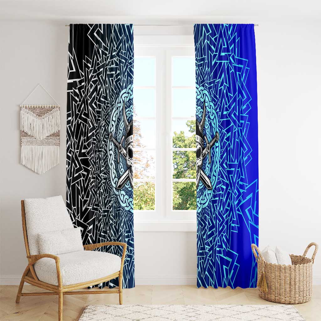 Viking Skull Window Curtain with Horned Helmet and Swords Nordic Warrior Tribute - Wonder Print Shop
