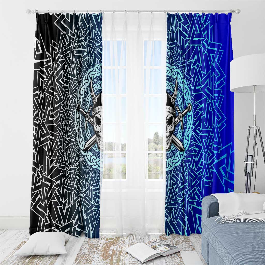 Viking Skull Window Curtain with Horned Helmet and Swords Nordic Warrior Tribute - Wonder Print Shop