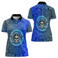 Viking Skull Women Polo Shirt with Horned Helmet and Swords Nordic Warrior Tribute - Wonder Print Shop