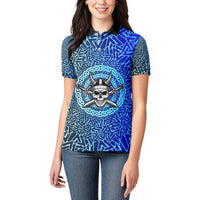 Viking Skull Women Polo Shirt with Horned Helmet and Swords Nordic Warrior Tribute - Wonder Print Shop