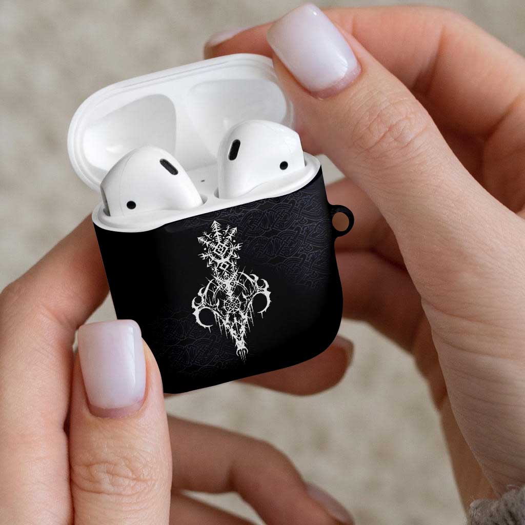 Runic Skull AirPods Case with Nordic Symbols and Knot Pattern Viking Heritage Tribute - Wonder Print Shop