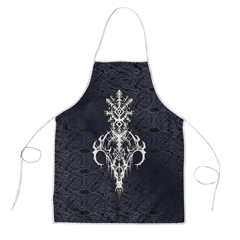 Runic Skull Apron with Nordic Symbols and Knot Pattern Viking Heritage Tribute - Wonder Print Shop