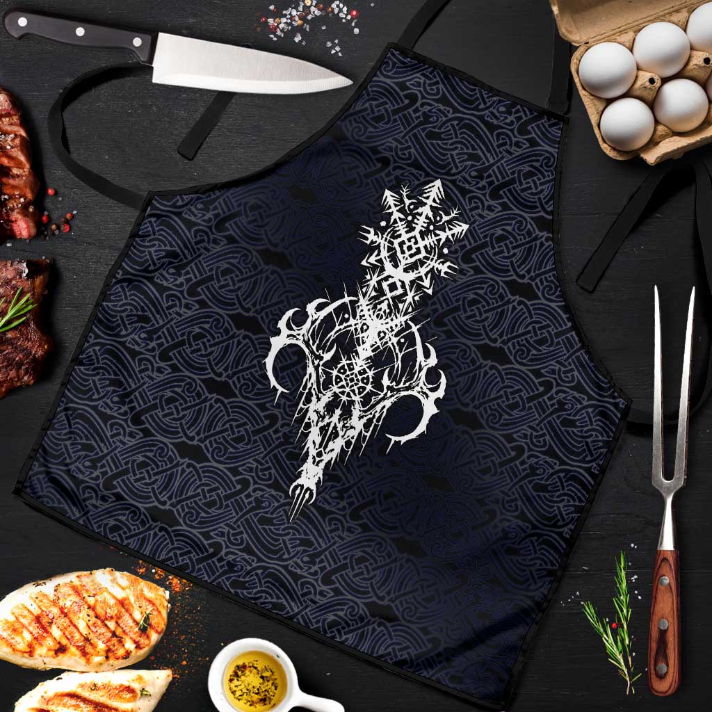Runic Skull Apron with Nordic Symbols and Knot Pattern Viking Heritage Tribute - Wonder Print Shop