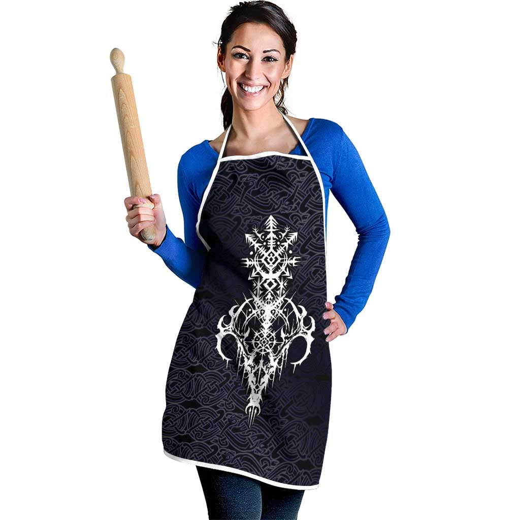 Runic Skull Apron with Nordic Symbols and Knot Pattern Viking Heritage Tribute - Wonder Print Shop