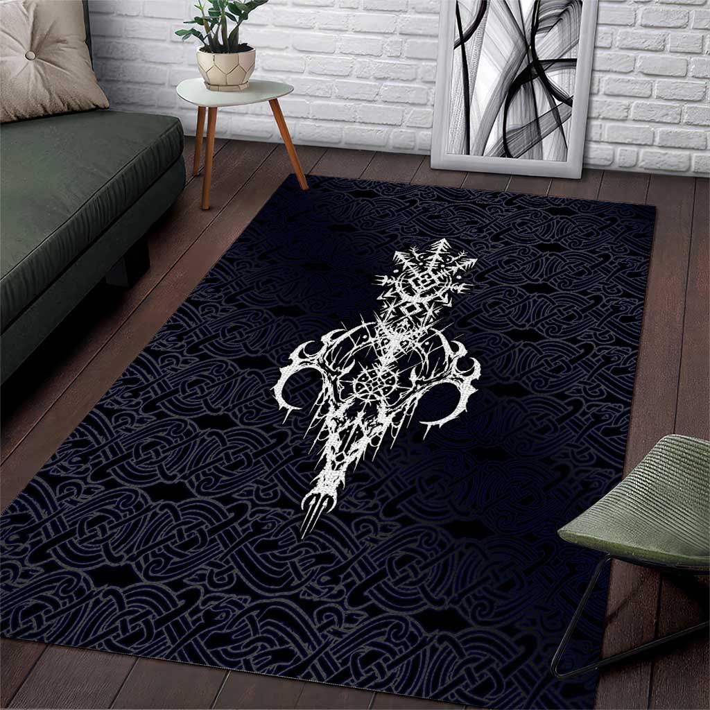 Runic Skull Area Rug with Nordic Symbols and Knot Pattern Viking Heritage Tribute - Wonder Print Shop