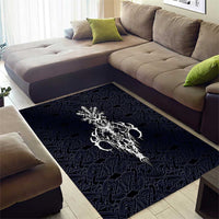 Runic Skull Area Rug with Nordic Symbols and Knot Pattern Viking Heritage Tribute - Wonder Print Shop
