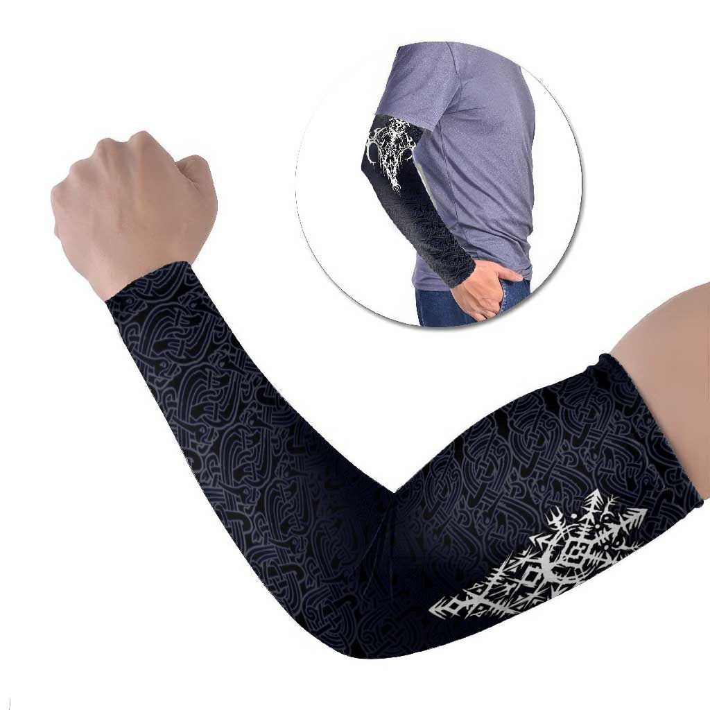 Runic Skull Arm Sleeves with Nordic Symbols and Knot Pattern Viking Heritage Tribute - Wonder Print Shop