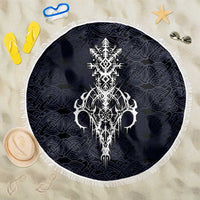 Runic Skull Beach Blanket with Nordic Symbols and Knot Pattern Viking Heritage Tribute - Wonder Print Shop