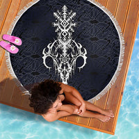 Runic Skull Beach Blanket with Nordic Symbols and Knot Pattern Viking Heritage Tribute - Wonder Print Shop