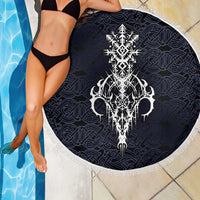 Runic Skull Beach Blanket with Nordic Symbols and Knot Pattern Viking Heritage Tribute - Wonder Print Shop