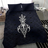 Runic Skull Bedding Set with Nordic Symbols and Knot Pattern Viking Heritage Tribute - Wonder Print Shop