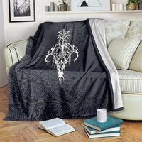 Runic Skull Blanket with Nordic Symbols and Knot Pattern Viking Heritage Tribute - Wonder Print Shop