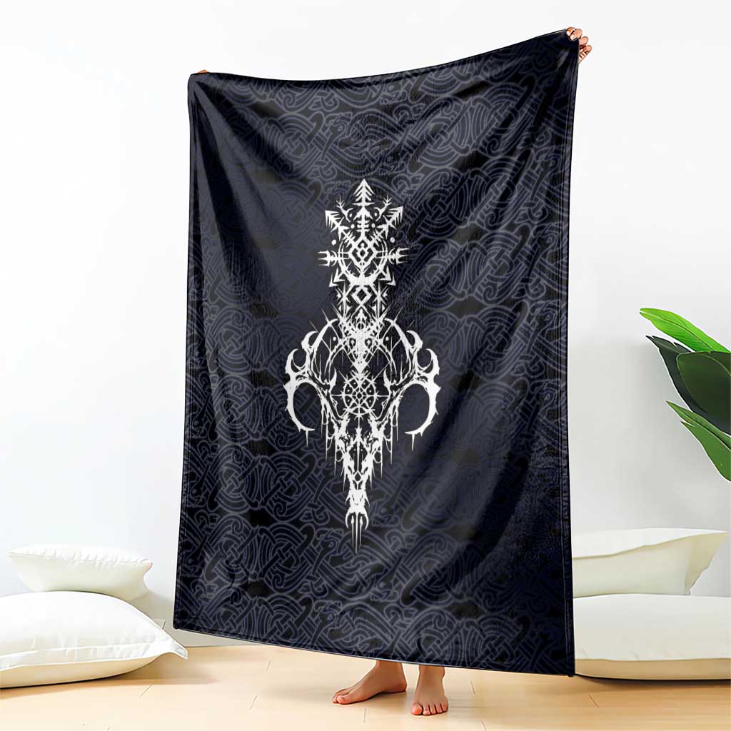 Runic Skull Blanket with Nordic Symbols and Knot Pattern Viking Heritage Tribute - Wonder Print Shop