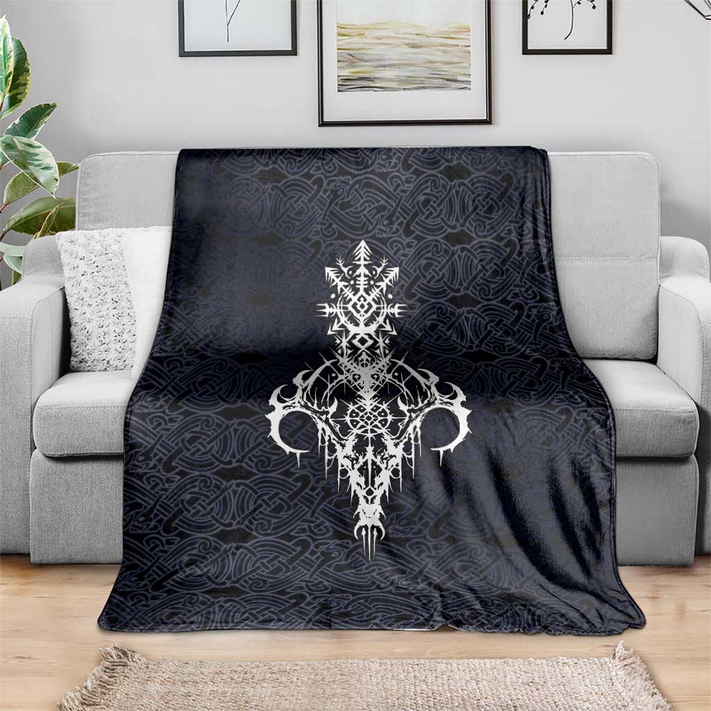 Runic Skull Blanket with Nordic Symbols and Knot Pattern Viking Heritage Tribute - Wonder Print Shop