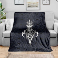 Runic Skull Blanket with Nordic Symbols and Knot Pattern Viking Heritage Tribute - Wonder Print Shop