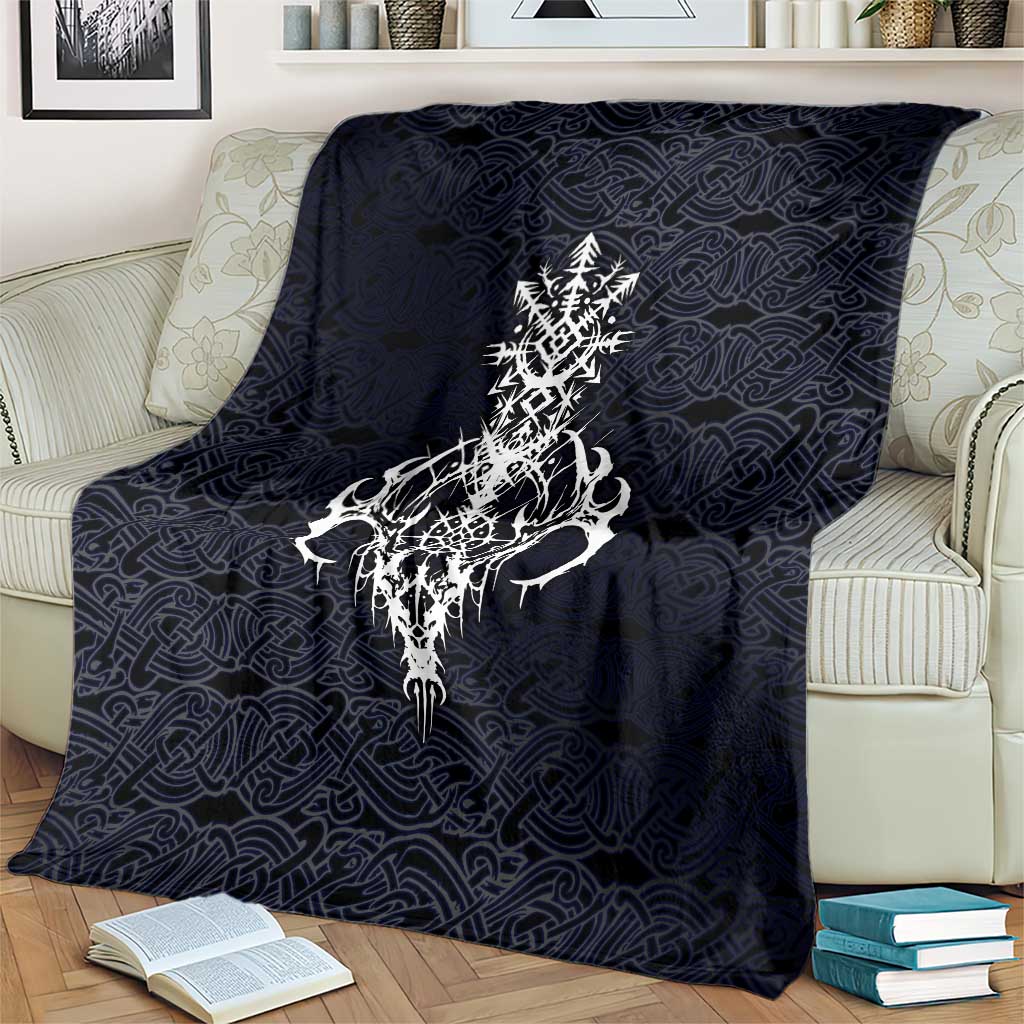 Runic Skull Blanket with Nordic Symbols and Knot Pattern Viking Heritage Tribute - Wonder Print Shop