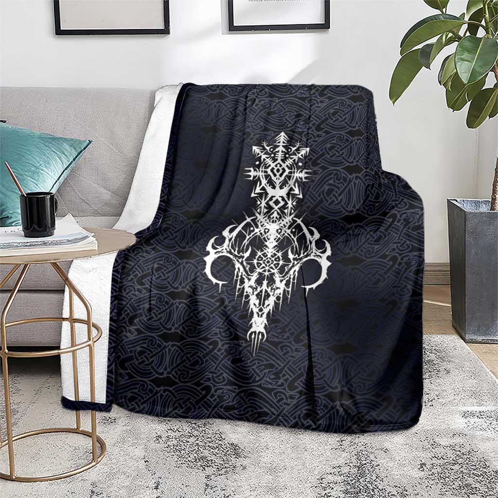 Runic Skull Blanket with Nordic Symbols and Knot Pattern Viking Heritage Tribute - Wonder Print Shop