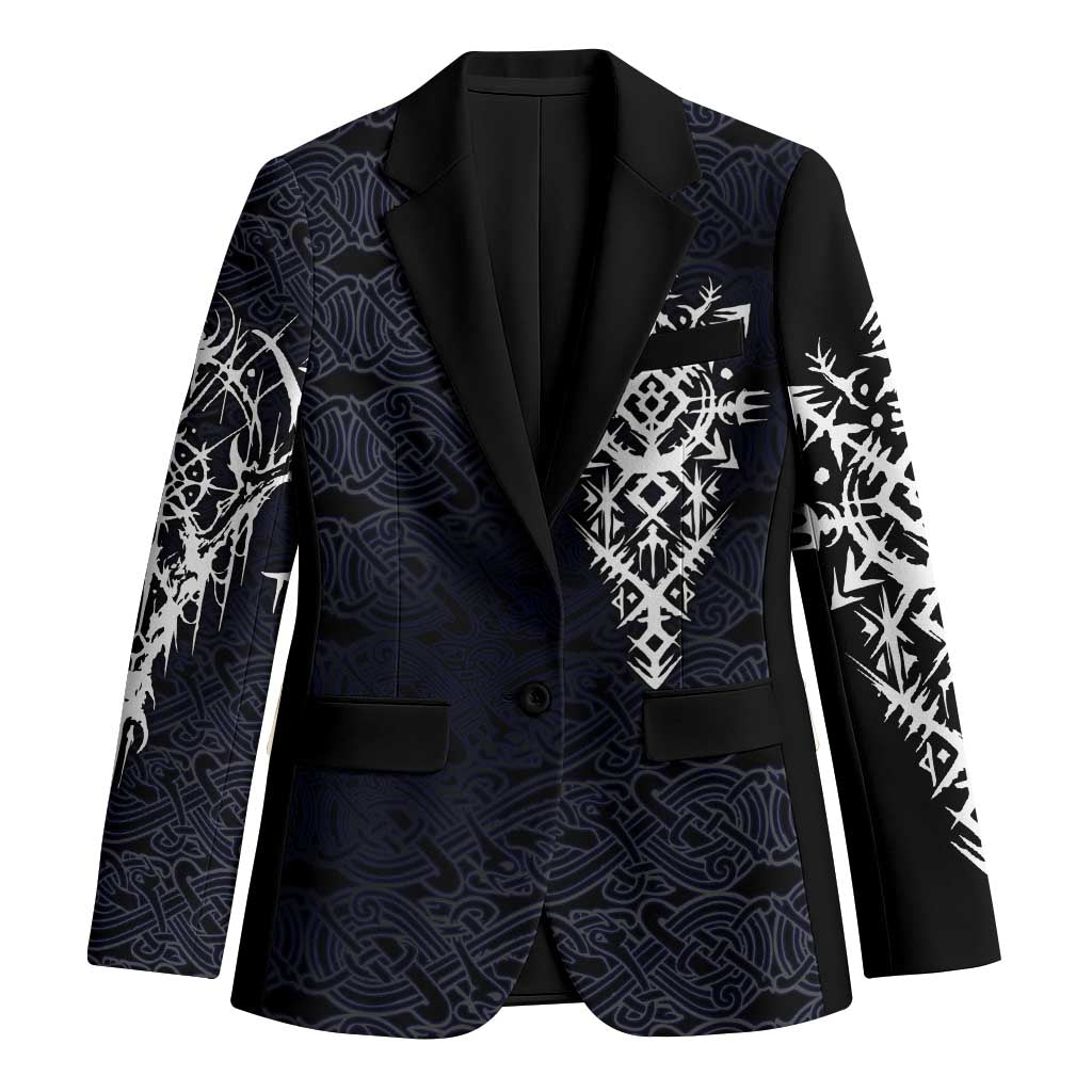 Runic Skull Blazer with Nordic Symbols and Knot Pattern Viking Heritage Tribute - Wonder Print Shop