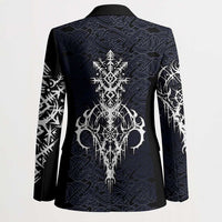 Runic Skull Blazer with Nordic Symbols and Knot Pattern Viking Heritage Tribute - Wonder Print Shop