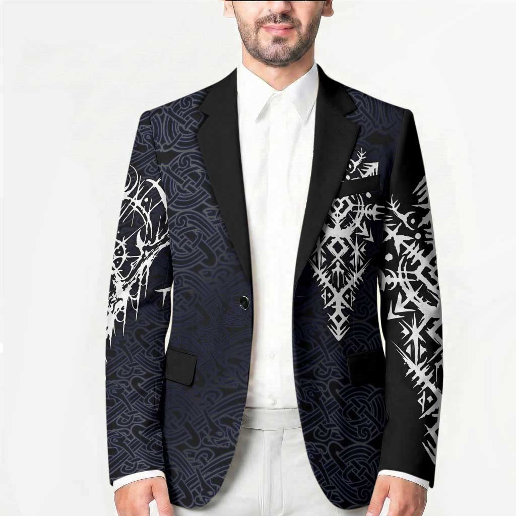 Runic Skull Blazer with Nordic Symbols and Knot Pattern Viking Heritage Tribute - Wonder Print Shop