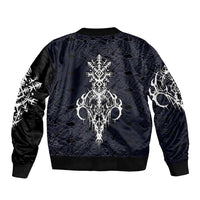 Runic Skull Bomber Jacket with Nordic Symbols and Knot Pattern Viking Heritage Tribute - Wonder Print Shop
