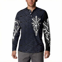 Runic Skull Button Sweatshirt with Nordic Symbols and Knot Pattern Viking Heritage Tribute - Wonder Print Shop
