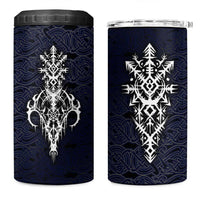 Runic Skull 4 in 1 Can Cooler Tumbler with Nordic Symbols and Knot Pattern Viking Heritage Tribute - Wonder Print Shop