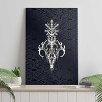 Runic Skull Canvas Wall Art with Nordic Symbols and Knot Pattern Viking Heritage Tribute - Wonder Print Shop