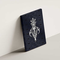 Runic Skull Canvas Wall Art with Nordic Symbols and Knot Pattern Viking Heritage Tribute - Wonder Print Shop