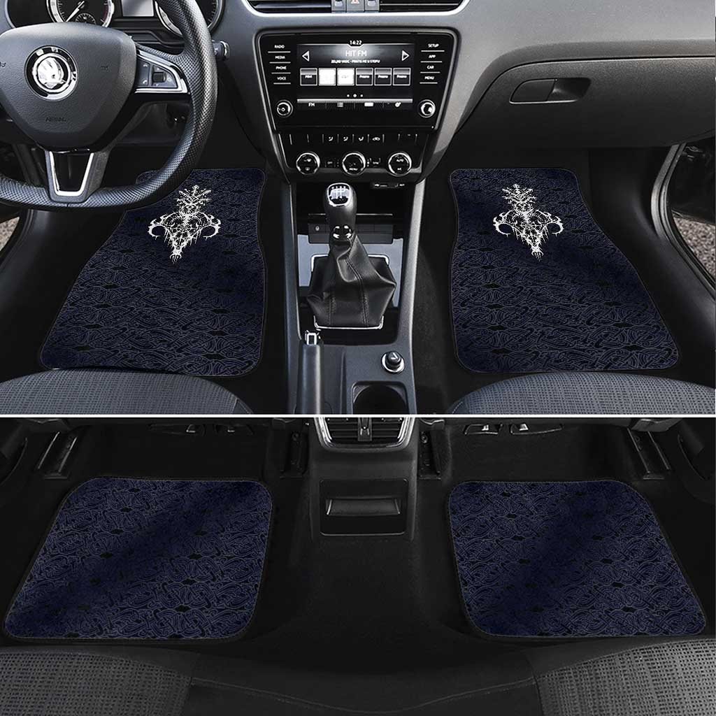 Runic Skull Car Mats with Nordic Symbols and Knot Pattern Viking Heritage Tribute - Wonder Print Shop