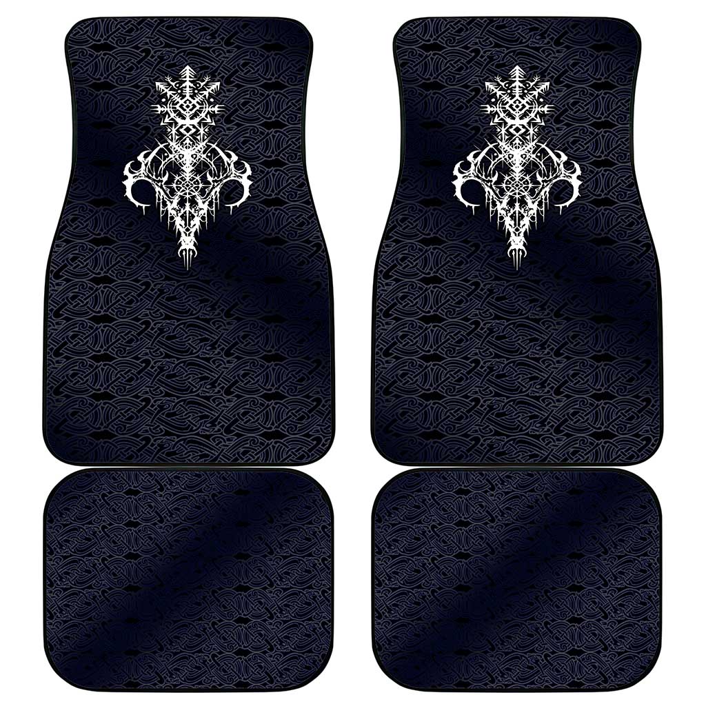 Runic Skull Car Mats with Nordic Symbols and Knot Pattern Viking Heritage Tribute - Wonder Print Shop