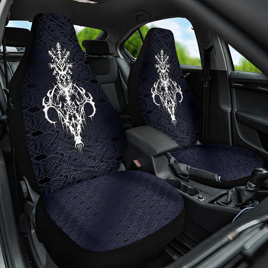 Runic Skull Car Seat Cover with Nordic Symbols and Knot Pattern Viking Heritage Tribute - Wonder Print Shop