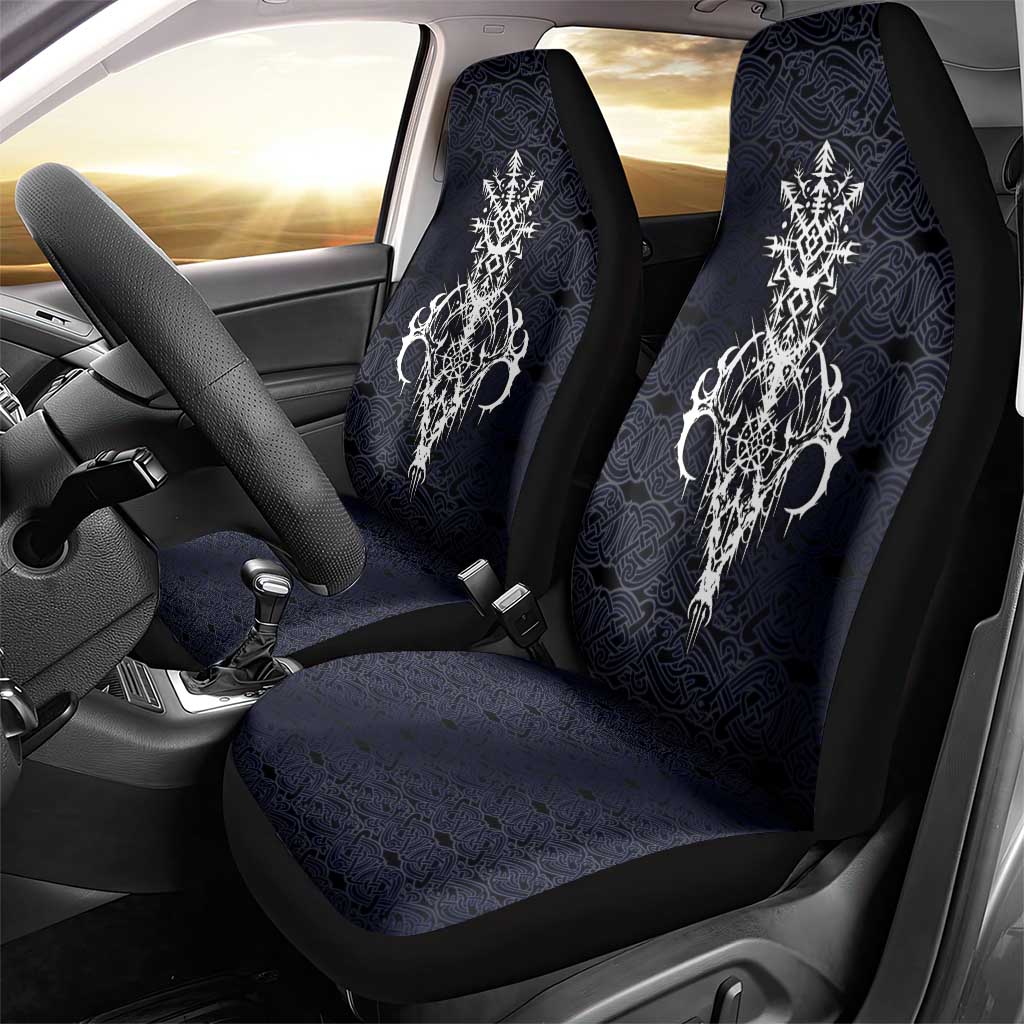 Runic Skull Car Seat Cover with Nordic Symbols and Knot Pattern Viking Heritage Tribute - Wonder Print Shop